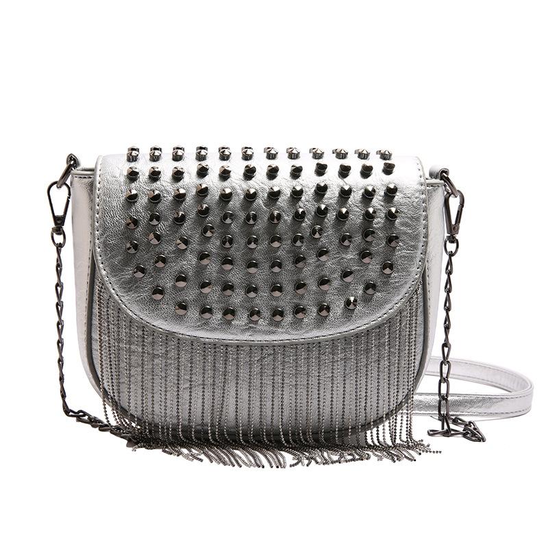 bags women's bag 2025 new korean version fashion tassel shoulder bag personality rivet trend versatile crossbody saddle bag