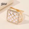Fine Electroplated Scarf Ring Grid Square Ring Rhinestone Silk Clip Decorative Buckle Slide Elegant Wrap Holder for Women Neckerchiefs Shirts Shawls