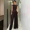 Cross-border European and American Fashion Sleeveless Irregular Vest Women's Foreign Trade Design Sense Pleated Wide-leg Trousers Women's