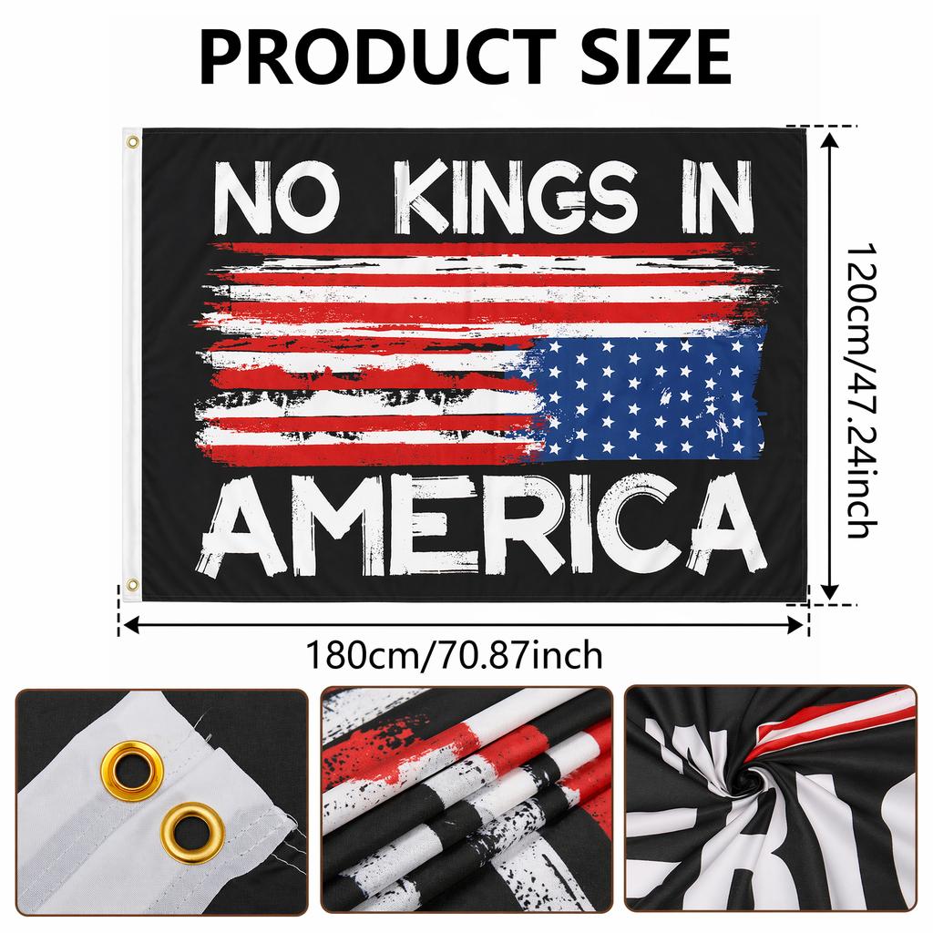 Keine Könige in Amerika Flagge 4x6 Fuß Doppelseitiges Polyester Banner Gartenbanner USA Patriotische Haus- und Hofdekoration Außen Dekorative Flagge