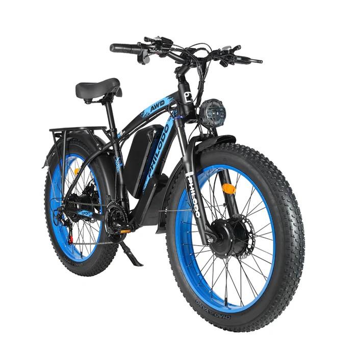 Vélo Électrique PHILODO H8 à Double Moteur, Batterie Amovible 48V 26Ah, Freins à Disque Hydrauliques bleu