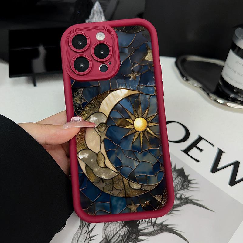 For iPhone 17 16 15 14 13 12 11 Pro Max Case Moon Sun Design Printed Silicone Cover For iPhone XS X XR 7 8 Plus 16e 17 Air Funda