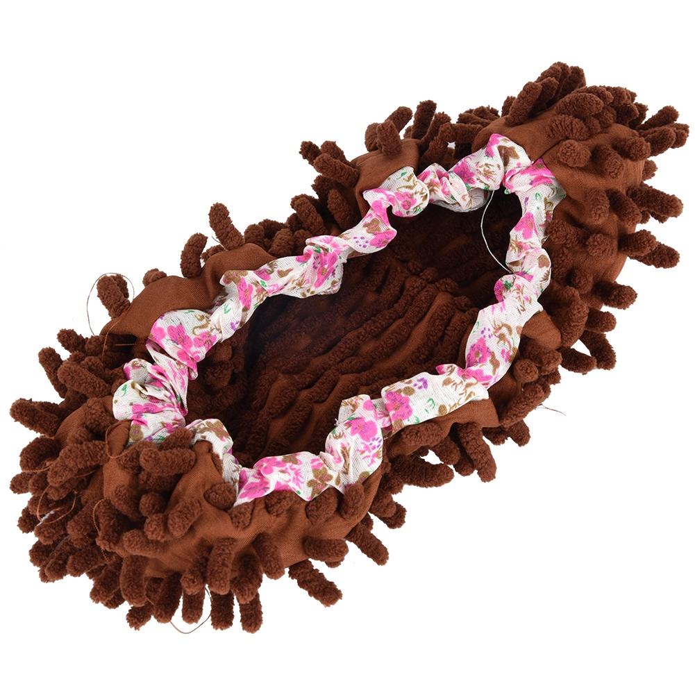 1 Piece Reusable Detachable Washable Household Floor Cleaning Slipper Mop Shoes Cover (Coffee)