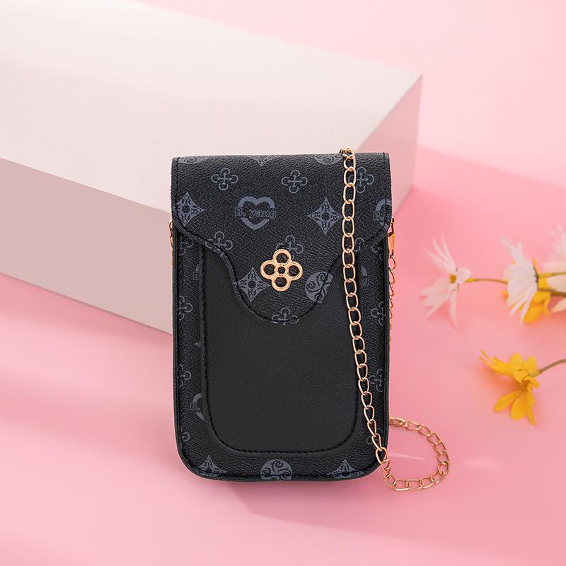 

Маленькая сумка с контрастной цветной печатью, мини-сумка для мобильного телефона, лето 2025, повседневная, милая, на цепочке, на плечо, кроссбоди, женская сумка чёрный