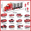 Carecoly Truck Fire Engine Miniature Car Large Storage Alloy Miniature Toy Vehicle with Fire Work Boys and Birthday 6 and Set, Set, Truck, Car, Map,