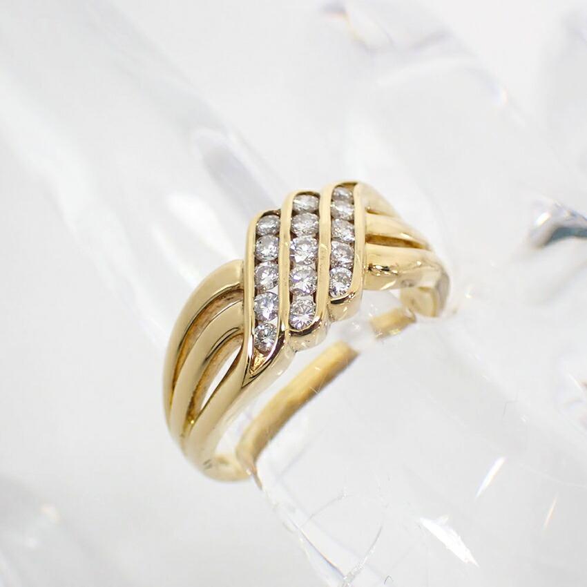 [Pre-owned] 18K Yellow Gold Diamond 0.37ct Ring Size 10 (j41-2)