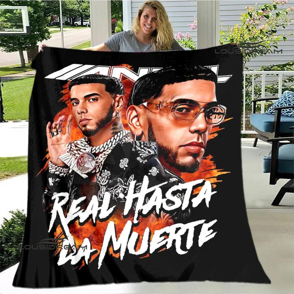 Rapper Anuel AA printed blankets Flange Warm blanket soft and comfortable home travel bed blanket picnic blankets birthday gift