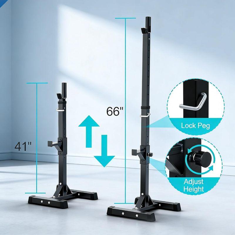 Adjustable Squat Barbell Rack Stand, Bench Press Rack for Home Gym Strength Training, Max Load 550LB, Customized