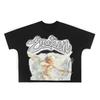 MIXED EMOTION High Quality Beauty Tide High Street Angel Hot Diamond Retro Loose Short Sleeve Full of Printed Men's and Women's T-shirts
