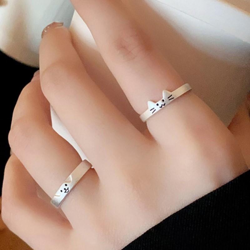 Cute Cat and Dog Animal Couple Ring for Women Men 2026 New Fashion Statement Lovers Rings Valentine's Day Party Jewelry Gifts