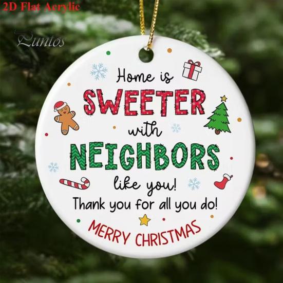 Acrylic Round Pendant Decorations 2D Christmas Hanging Ornaments, Santa Snowflake Reindeer Festive Party Supplies for Tree Decorations, Reusable