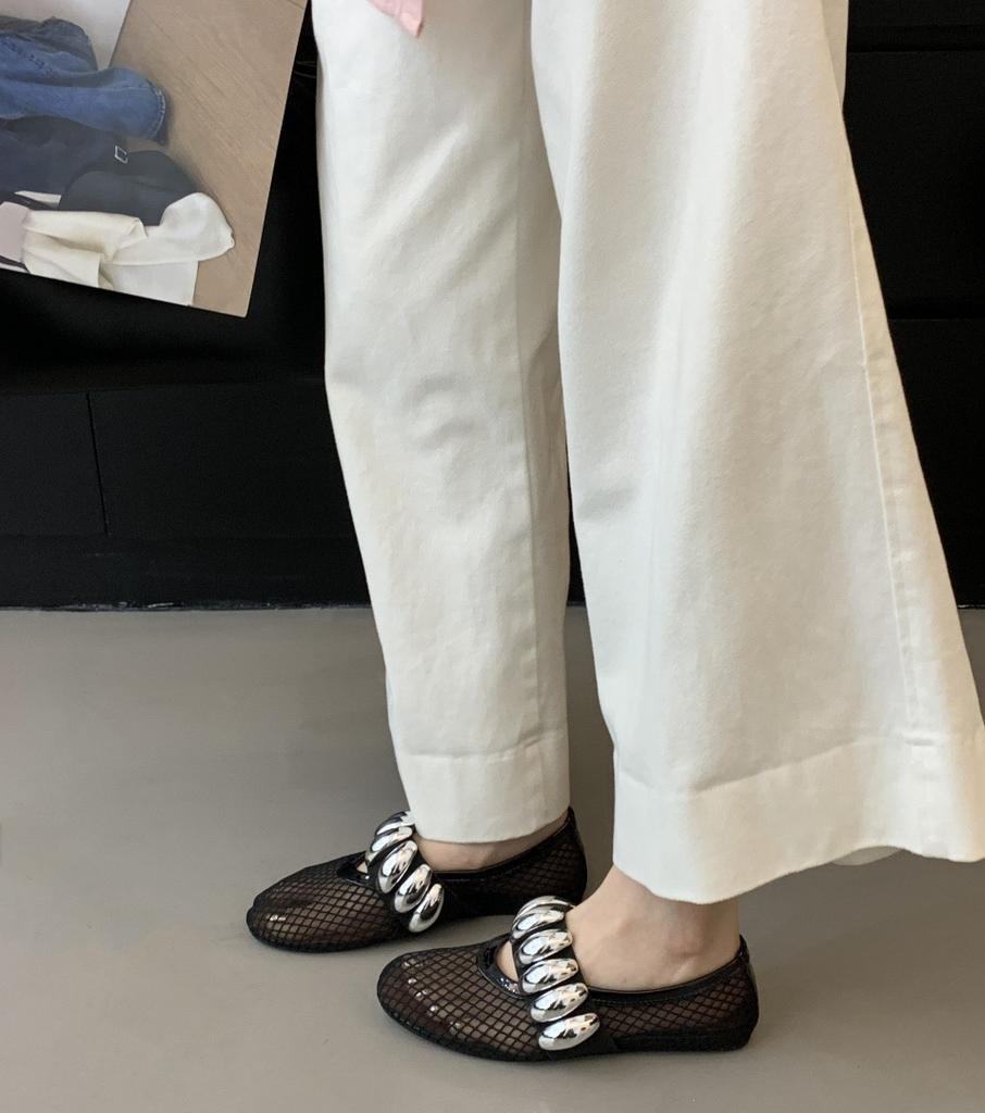 Design Sense Niche Mesh Flat Mary Jane Single Shoes Women's Shoes Ballet Shoes Summer New Roman Shoes French Sandals