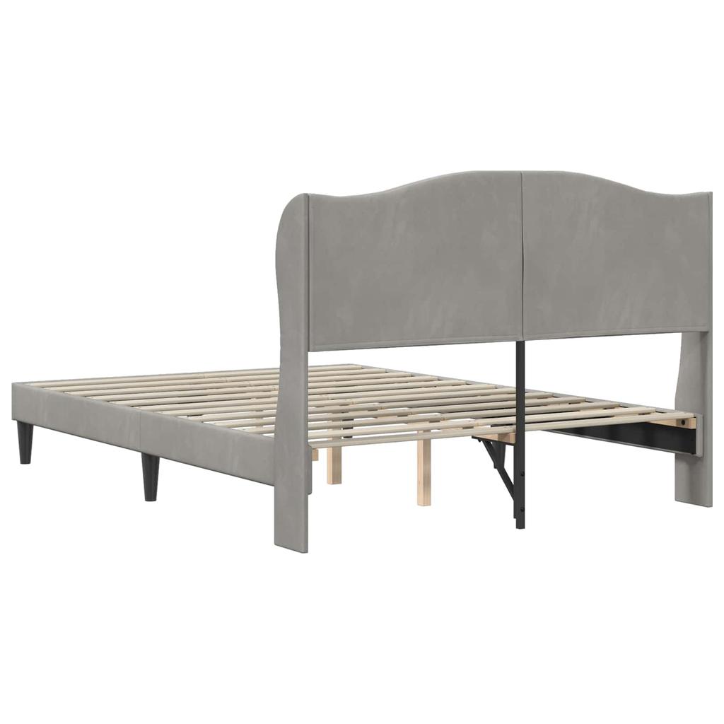 Bed Frame with Headboard Light Grey 120 x 190 cm Velvet
