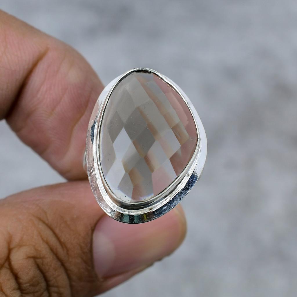 Smoky Topaz Gemstone Handmade 925 Sterling Silver Jewelry Ring Size 9 M-256