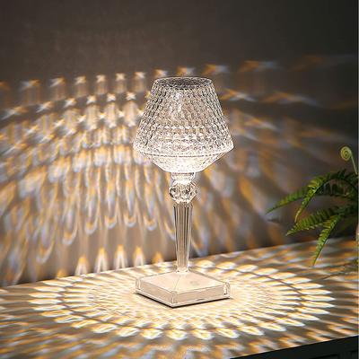 Decorative Touch Acrylic Rechargeable Cordless Crystal Bedside Table Lamp