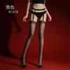 Women's Sheer Lace Trim Suspender Stockings Glossy Long Tube Black Hosiery