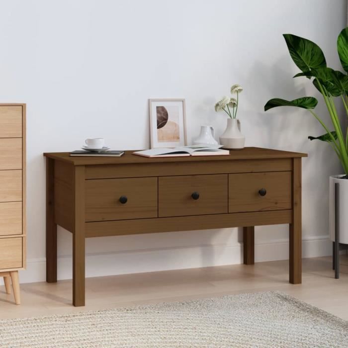 VidaXL Table basse Marron miel 102x49x55 cm Bois massif de pin 820944