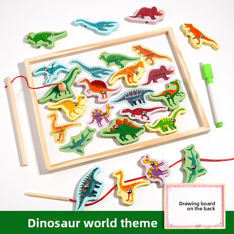 

Магнитная игра «Рыбалка» для малышей, Монтессори, игрушка для раннего развития, игра с нанизыванием деревянных бусин, доска-пазл для детей, подарки, возраст 3+