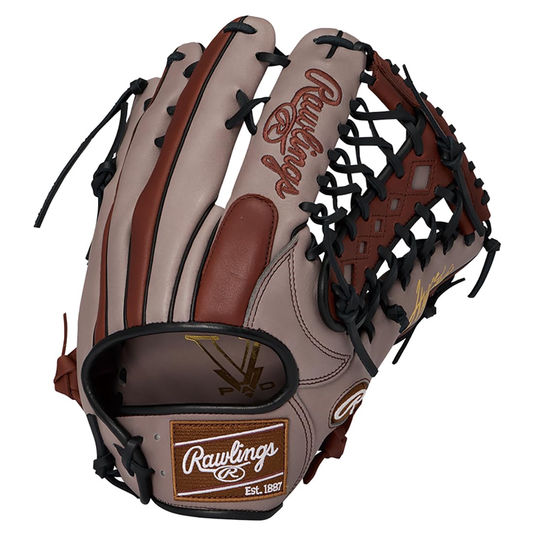 

Мягкая бейсбольная перчатка Rawlings HYPER TECH COLOR SYNC для аутфилдеров, модель GR6HTCY719, серо-коричневая, 12,75 дюйма, для правши,