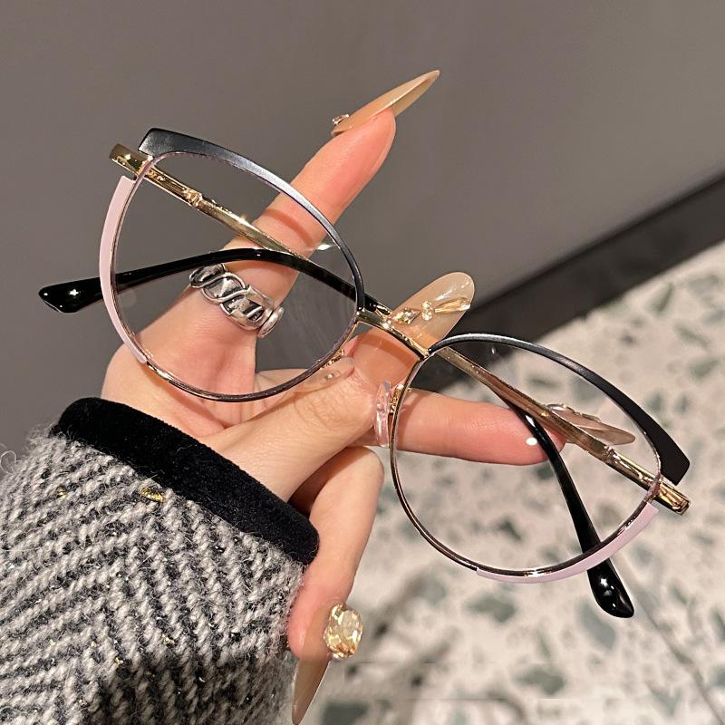 

2025 Модные винтажные простые очки против синего света для женщин, солнцезащитные очки «кошачий глаз» с треугольными линзами, меняющие цвет, защитные очки для глаз