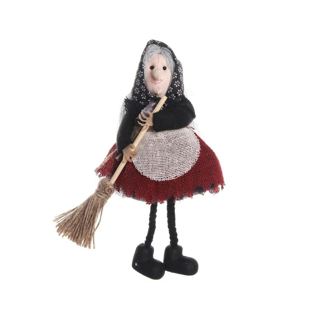 Creative Scary Halloween Apron Witch Doll Funny Cute Broom Witch Decoration Handicraft Halloween Witch Pendant Cosplay Party