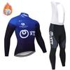 Mens Fleece Cycling Jersey Long Sleeve Winter Thermal Bike Top Road Mountain Biking