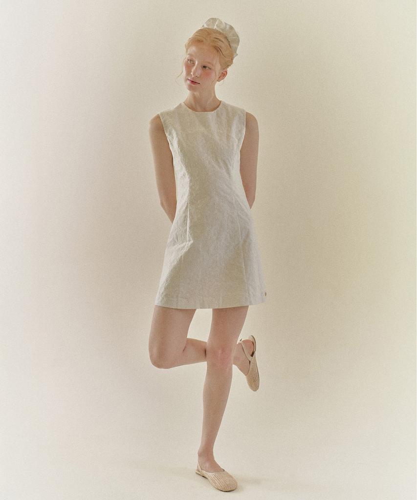 Ninakoseuta Mini Paisley Embroidery Dress_White