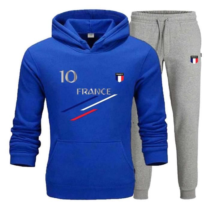 Children's Jogging Pants - France - Royal Blue and Gray - Hooded Sweatshirt - Size 3 To 12 Years - Multisport