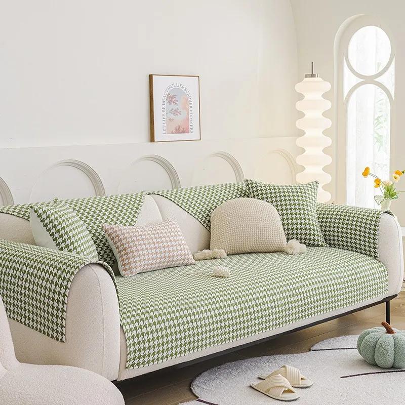 

1 шт. Чехлы для диванов из шенилла, пылезащитные подушки для защиты кресел, универсальные противоскользящие подушки для дивана на все времена, домашний декор 1seat 70x70cm зелёный