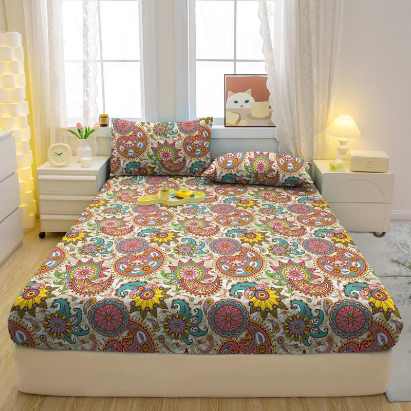 

Комплект из 3-х частей, простой современный матовый простынь на резинке с рисунком «Богемия», комплект покрывала для спальни с принтом, постельное белье 90x200cm