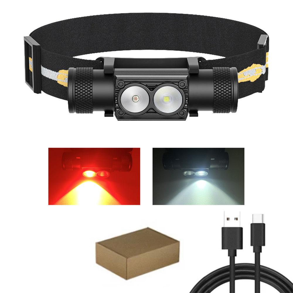 Newest LED Mini Headlamp High Power White Red Headlight 18650 Rechargeable USB Type-C Torch Camping Hunting Flashlight Lamp