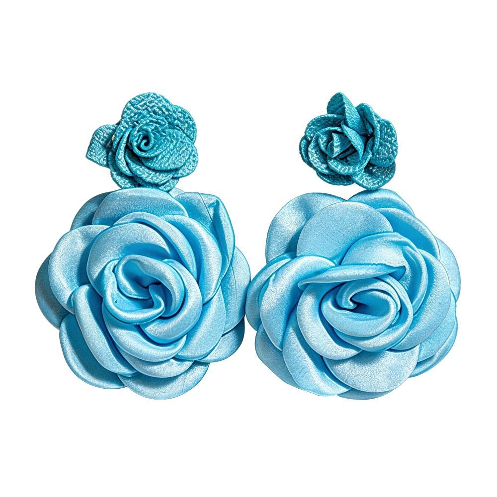 

1 Pair Multi-Color Flower Stud Earrings Fabric Large Floral Earring Gentle Fresh Drop Earrings Simulated Floral Earrings синий