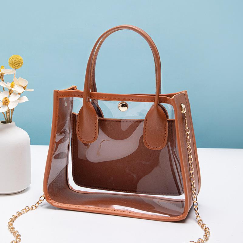 Veske Dame 2025 Ny Gjennomsiktig PVC med Lærkjede Crossbody Håndveske Casual Liten Veske