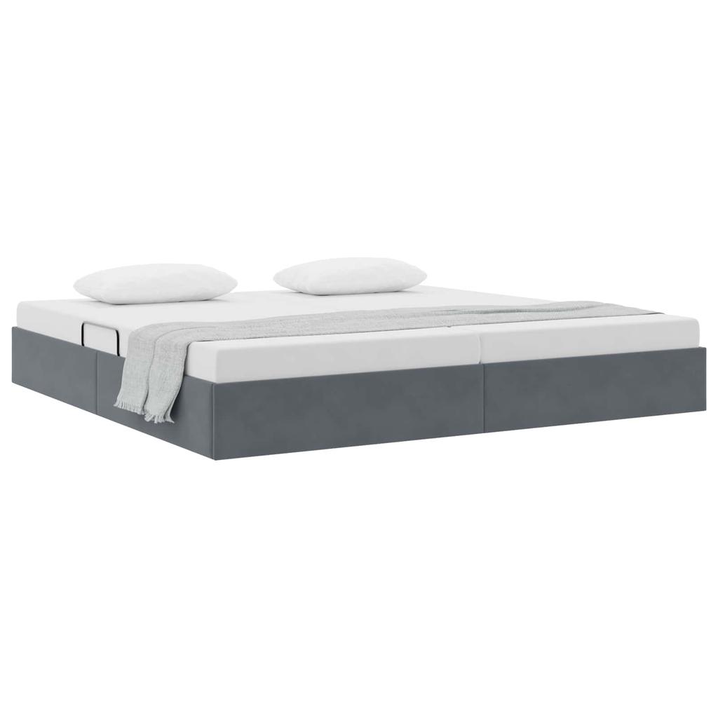 Ottoman Bed Frame with Storage Dark Gray 200 x 200 cm Velvet
