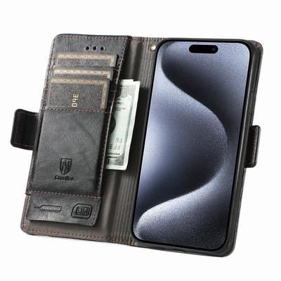 For iPhone 16 Pro Phone Cases CASENEO PU Leather Cover Stand with RFID Blocking Wallet