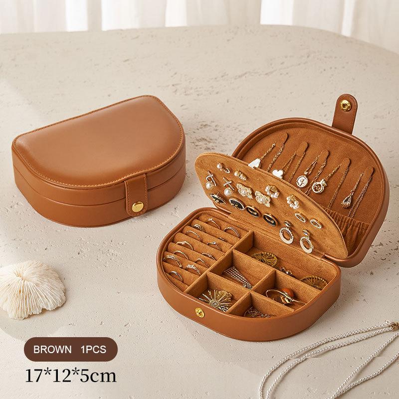 Boîte à Bijoux de Luxe Grande Capacité Cuir PU Boîte de Rangement pour Bagues Boucles d'Oreilles Nom Personnalisé Sac Cosmétique Portable de Voyage Pour Femme