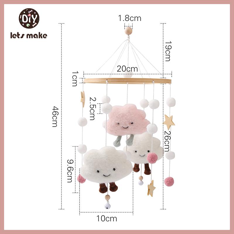 Let's Make Wooden Baby Rattles Soft Felt Cartoon Bear Cloudy Star Moon Hanging Bed Bell Mobile Crib Montessori Education