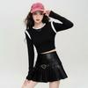 Spring Women's T-shirt Long Sleeved Base Shirt 2026 Slim Fit Knitted Sexy Versatile Thin Top