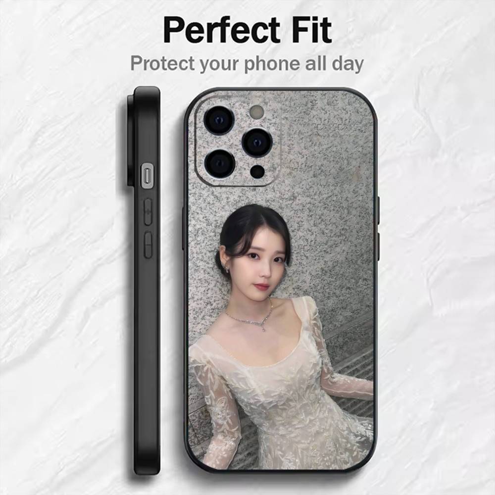 I-U J-Ji-eun Lee-e Printing Phone Case For iPhone17,16,15,14,13,12 Plus,Max Soft Silicone Black Cover