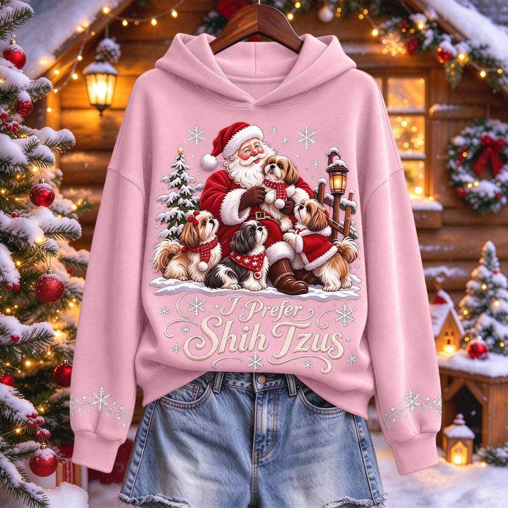 Women's Christmas Pullover Hoodie Long Sleeve Hooded Sweatshirt for Holiday