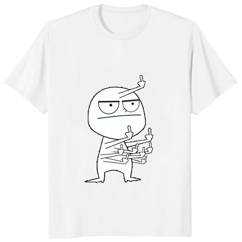 Cotton Middle Finger Funny Maniac Printed Man T Shirt Loose Casual Fashion Harajuku Hip Hop T-shirt Hipster Streetwear Comfort Clothing
