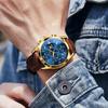 Men's Gold Wristwatch with Leather Strap, Stylish, Business-friendly, Waterproof, Quartz Movement, Analog Display, Arabic Numerals, Simple Gold Dial,