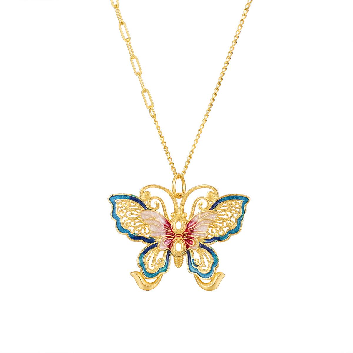 

Серебряное ожерелье S925 Court Enamel Symphony Butterfly, женская цепочка-бабочка премиум-класса на ключицу 925 Silver