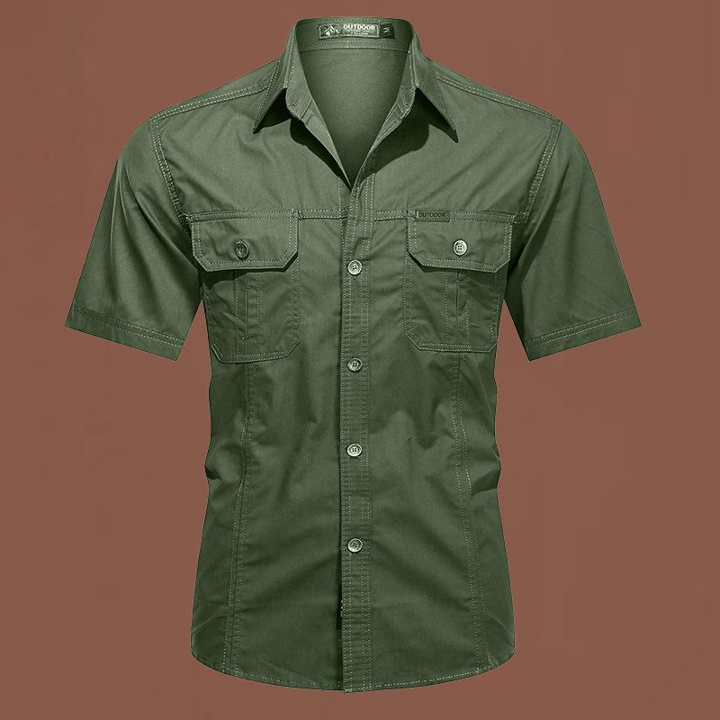 Men's Short Sleeve Outdoor Tooling Shirt Loose Breathable Soft Tooling Shirt