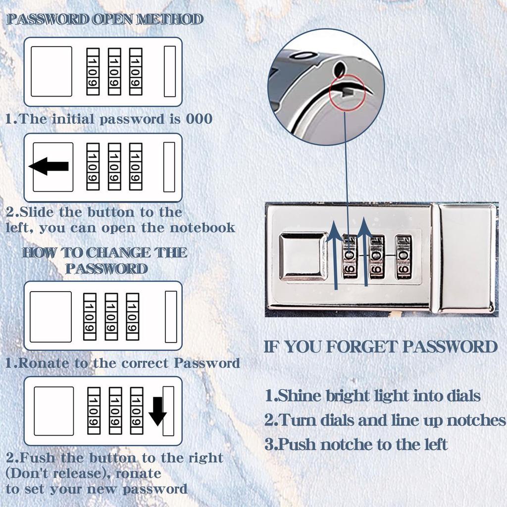 Quaderno Diario A5 in Pelle PU con Password