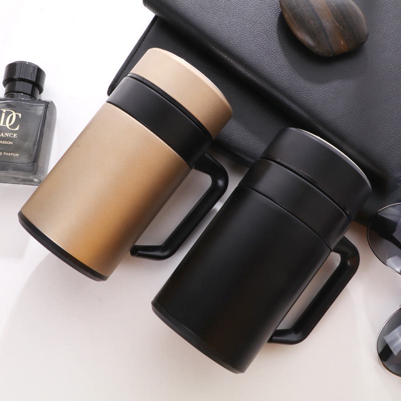 Insulated Stainless Steel Water Bottle with Handle & Tea Infuser - Large Capacity for Office Use