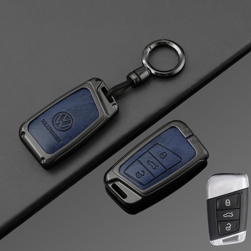 For VOLKSWAGEN VW VW Zinc Alloy Leather Car Key Case Cover For Volkswagen Tiguan MK2 Magotan Passat B8 CC Shell Fob key chain Ac