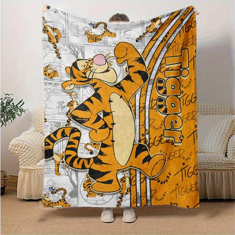 1pc. Cartoon Tiger Print Blanket, Seasonal Universal Home Decor,Soft Flannel Throw Blanket, Versatile & Cozy for Bedroom, Living Room, Trave
