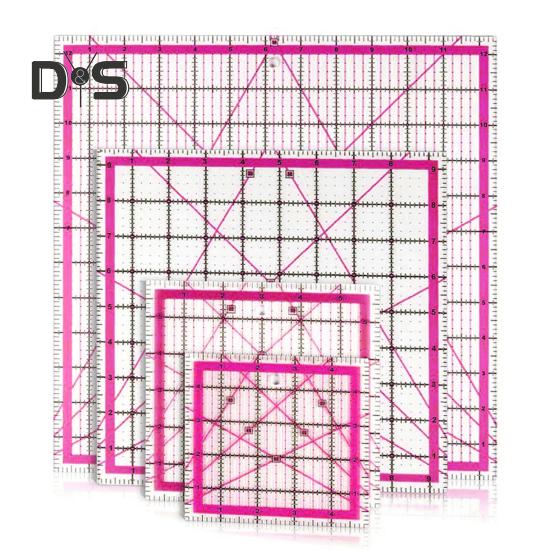 4Pcs Acrylic Quilting Ruler 4.5/6/9.5/12.5-Inch Square Fabric Cutting Patchwork Ruler with Clear Mark DIY Sewing Craft Projects Template