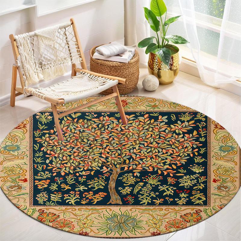 1Pc Tree of Life Circular Print Rug - home decoration Carpet For Living Room Bedroom Flooring Computer Chair Area Rug